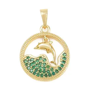 Rack Plating Brass Micro Pave Cubic Zirconia Pendants