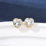 Brass Micro Pave Clear Cubic Zirconia Stud Earrings