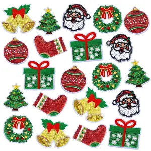 21Pcs 7 Styles Christmas Cloth Patches