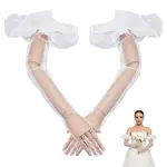 1 Pair Polyester Long Lace Gloves for Bride's Wedding Celebration