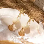 Zinc Alloy Resin Starfish Dangle Stud Earrings