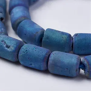Electroplated Natural Druzy Geode Agate Bead Strands