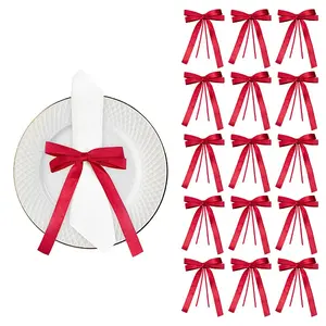 24Pcs Bowknot Polyester Single Face Satin Ribbon Napkin Rings