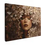 MuchoWow OBRAZ NA PLÁTNĚ Tvář - Dáma - Listy - Tahy štětcem 40x30 cm