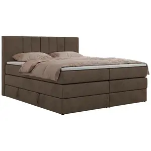 MKS POSTEL BOXSPRING INERO KING 200/200 - Hnědá Samet - Topper Visco - H3