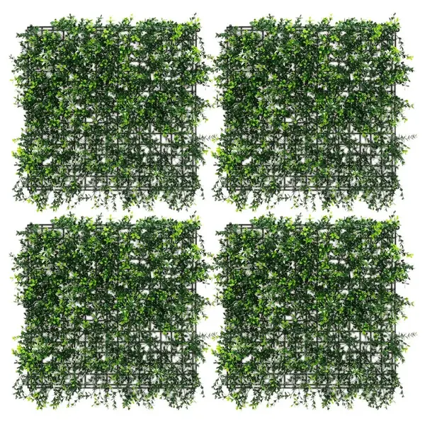 ECD-Germany UMĚLÉ rostliny, nástěnný panel, sada 4 ks, Pachysandra 50x50 cm, zelená, z plastu