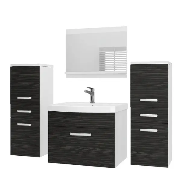B BELINI GROUP KOUPELNOVÝ NÁBYTEK Koupelnová SADA PRI M4, Eben matný, 120 cm