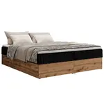 MKS KONTINENTÁLNÍ POSTEL WOOD ZERO 160/200 - Černá Manšestr - H3