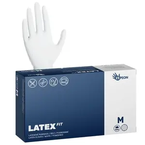Latexové pudrované rukavice Espeon Latex Fit - 100 ks, bílé, velikost M (100004) + dárek zdarma