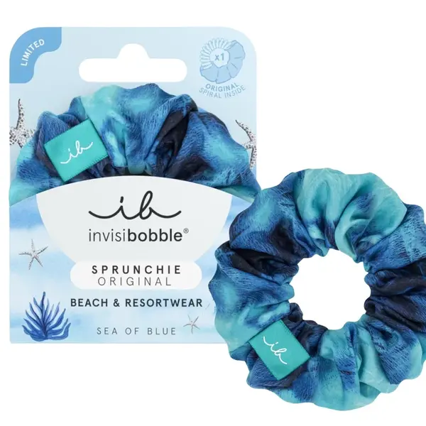 Spirálová gumička do vlasů Invisibobble Sprunchie Original Bikini Sea of Blues + dárek zdarma
