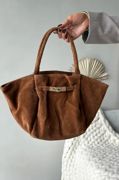 Kožená semišová kabelka Camel Orselle