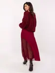 Bordová midi sukně s krajkou