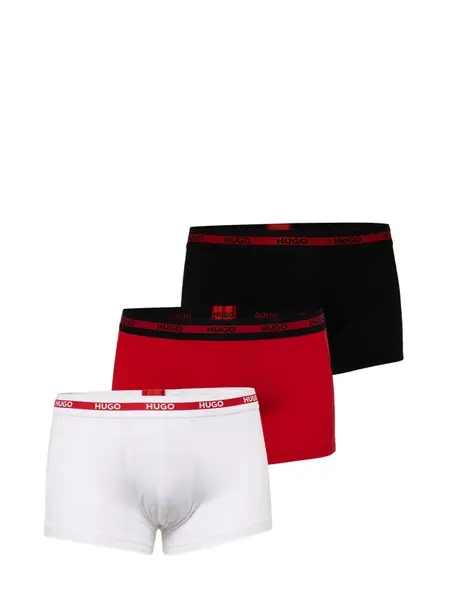 HUGO Boxerky  krvavo červená / čierna / biela