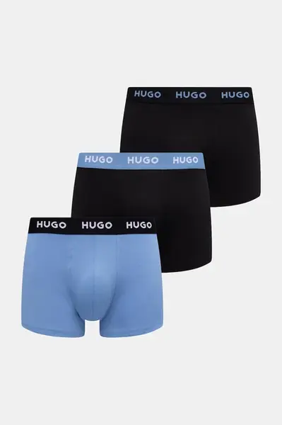 HUGO boxerky pánske bavlnené s elastanom TRUNK TRIPLET PACK 3-pak