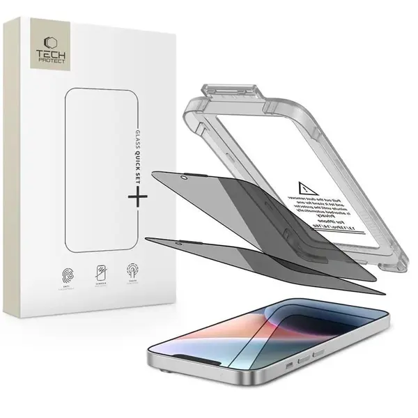 Tech-Protect Quick Set Spy 2x ochranné sklo na iPhone 13 / 13 Pro / 14 / 16e