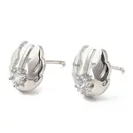 Rack Plating Brass Pave Clear Cubic Zirconia Wing Ear Studs for Women