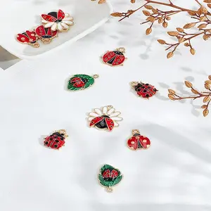10Pcs 5 Styles Alloy Enamel Pendants