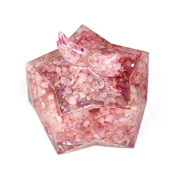 Resin Storage Box & Natural Rose Quartz Chips Decorations