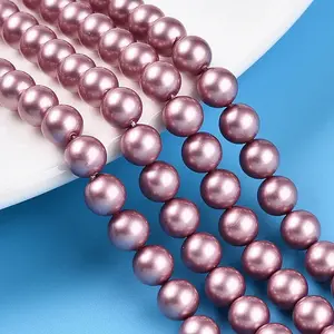 Baking Paint Pearlized Glass Pearl Bead Strands