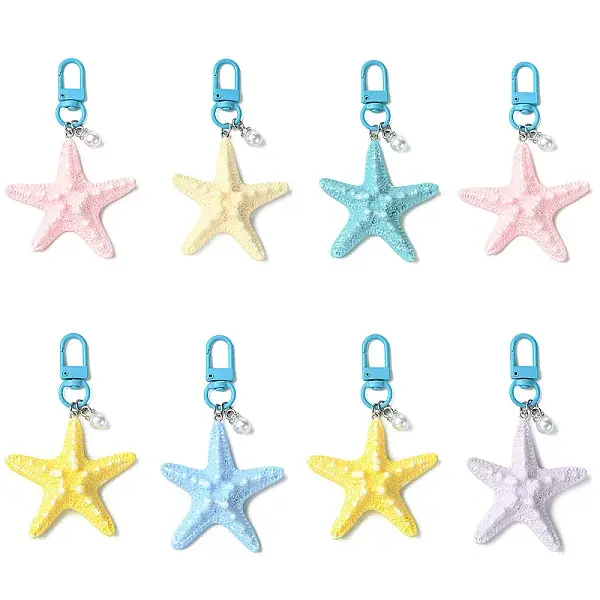 8Pcs Opaque Resin Starfish Pendant Decorations