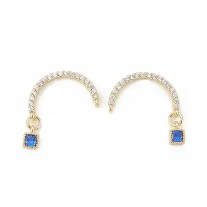 Brass Micro Pave Cubic Zirconia Stud Crawler Earrings