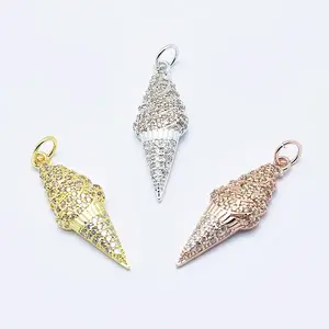 Brass Micro Pave Cubic Zirconia Pendants