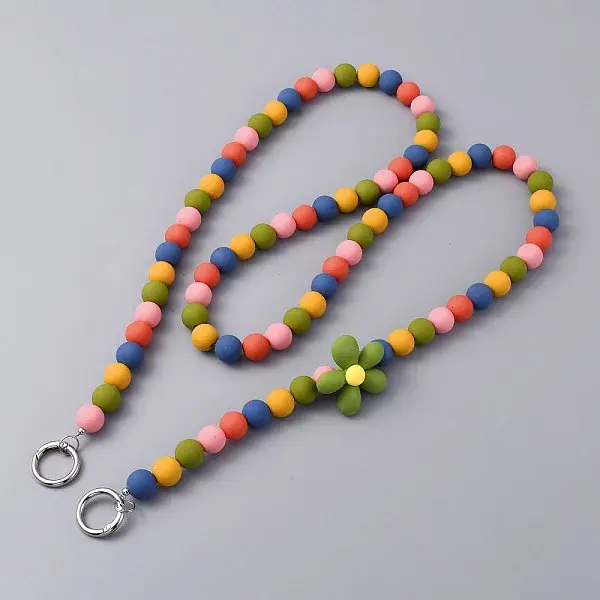 Plastic Round Beaded Crossbody Mobile Straps