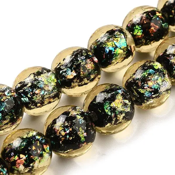 Handmade Dichroic Foil Glass Beads Strands