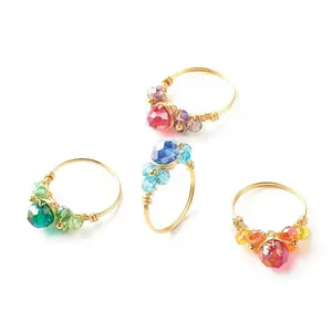 Electroplate Faceted Glass Beads Finger Rings