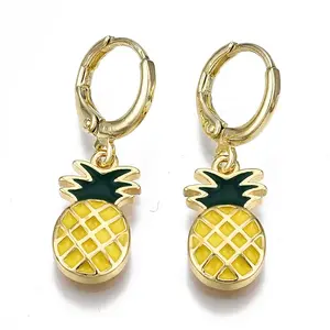 Brass Enamel Huggie Hoop Earrings