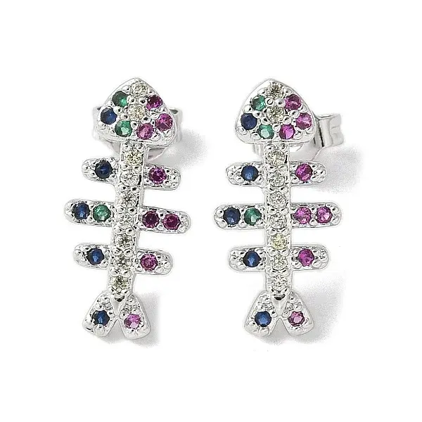 Brass Micro Cubic Zirconia Stud Earrings