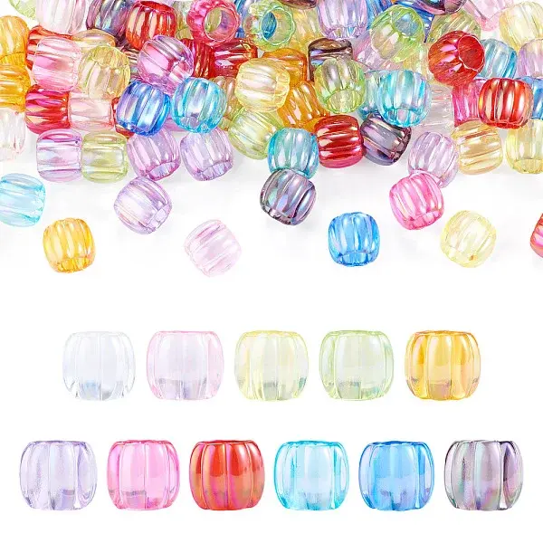 100Pcs UV Plating Transparent Acrylic European Beads