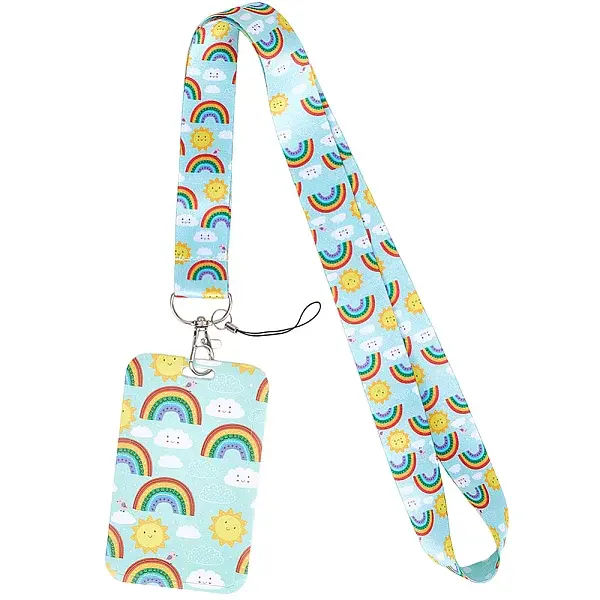 Plastic ID Card Sleeve with Polyester Lanyard Strap