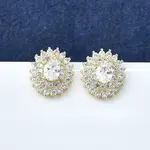 Brass Micro Pave Clear Cubic Zirconia Stud Earrings for Women