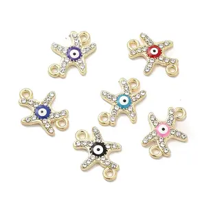 Evil Eye Alloy Enamel Connector Charms