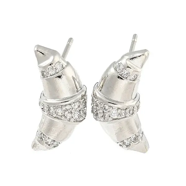 Rack Plating Brass Micro Pave Cubic Zirconia Stud Earring
