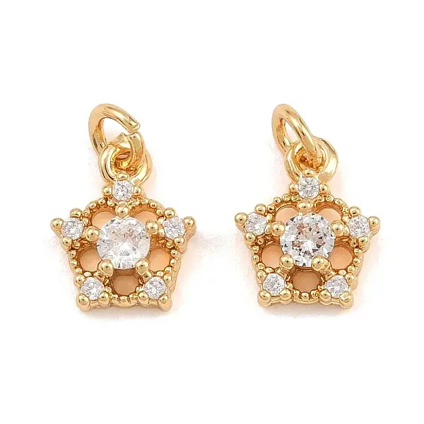 Brass Micro Pave Cubic Zirconia Charms