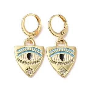 Horse Eye Real 18K Gold Plated Brass Dangle Leverback Earrings