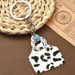 Cowhide Leather & Alloy Keychain