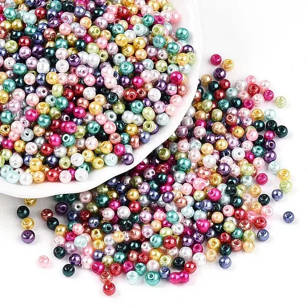 Baking Paint Pearlized Glass Pearl Beads