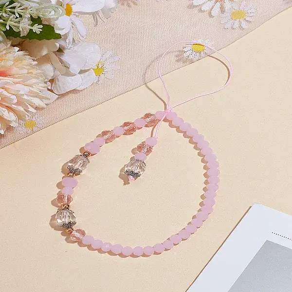 1Pc Acrylic & Glass Beads Mobile Strap