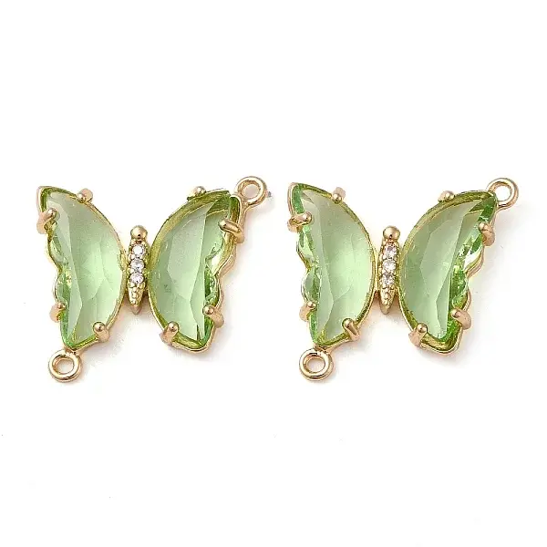 Brass Pave Faceted Glass Connector Charms