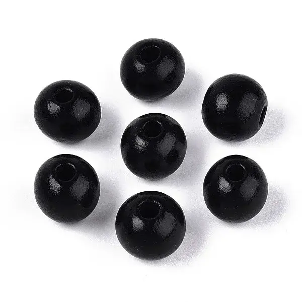 Spray Painted Round Natural Schima Wood Beads
