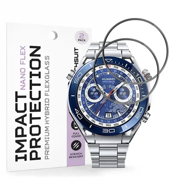 Techsuit Nano Flex, Huawei Watch Ultimate / Ultimate 2, 2 kusy, černé
