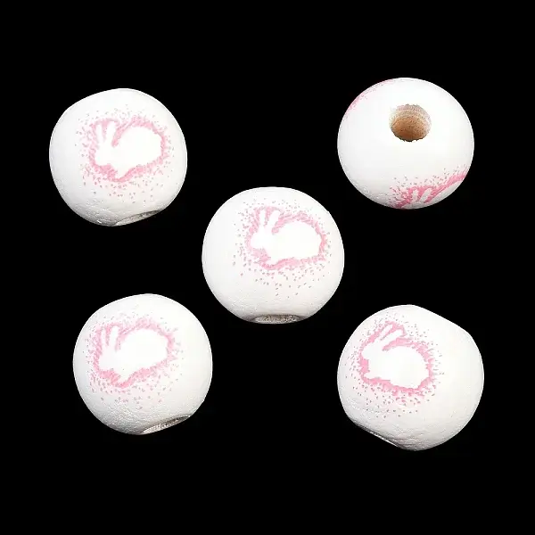 Printed Wood European Beads