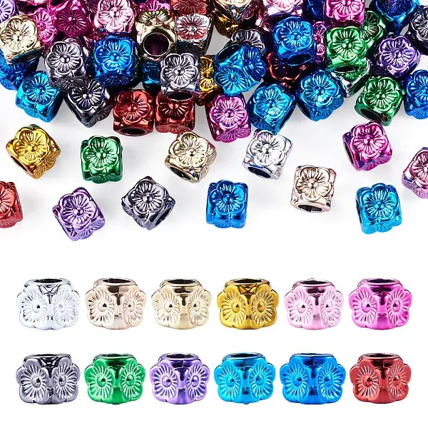 100Pcs UV Plating Opaque Acrylic European Beads