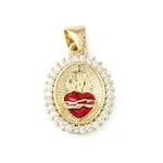 Brass Micro Pave Clear Cubic Zirconia Enamel Pendants
