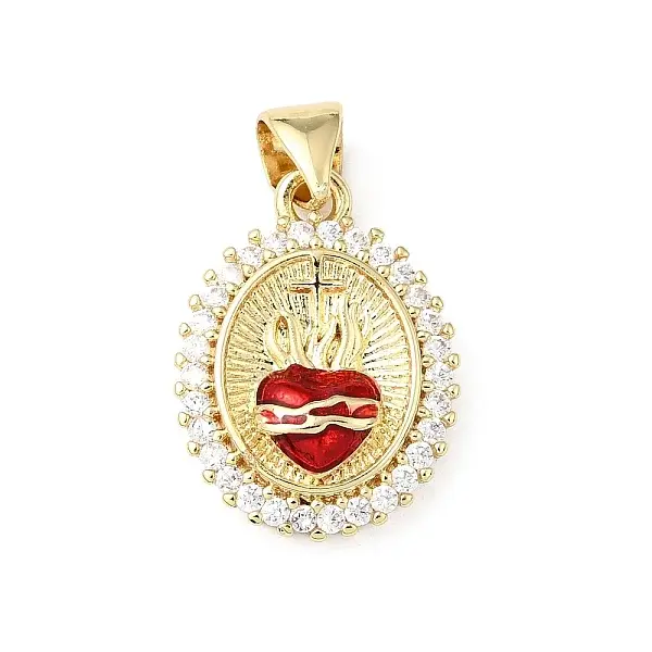 Brass Micro Pave Clear Cubic Zirconia Enamel Pendants