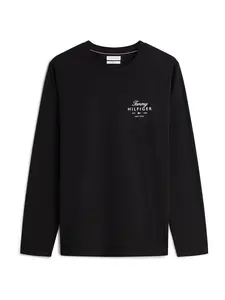 TOMMY HILFIGER Tričko 'Logo Long Sleeve'  čierna / biela