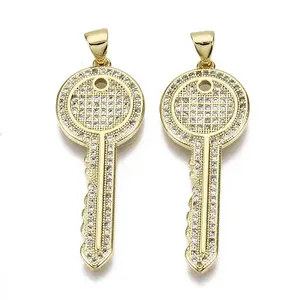Brass Micro Pave Clear Cubic Zirconia Pendants